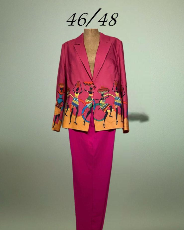 Ensemble Tailleur Africain Rose et Jaune