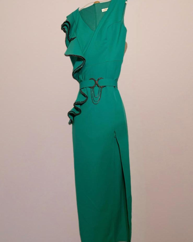 Robe Verte Élégante pour Cocktail
